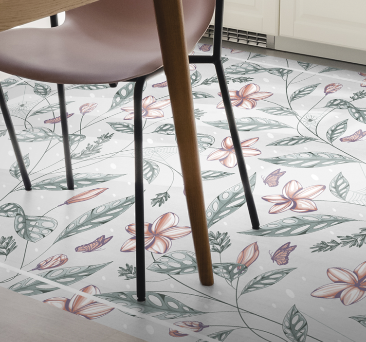 Floral vinyl rug in floral greenery pattern - TenStickers