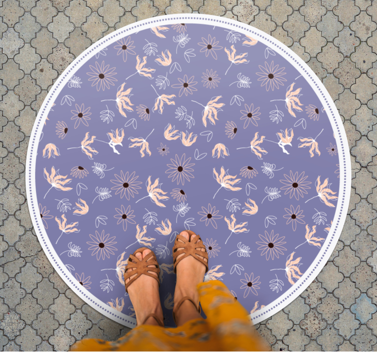 Floral vinyl rug in floral purple pattern - TenStickers