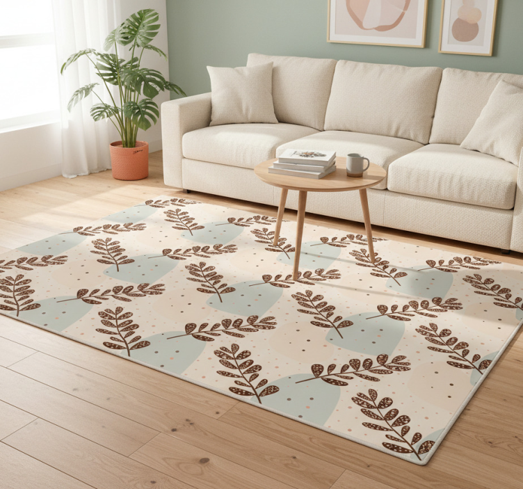 Floral vinyl rug in pastel branch aesthetic - TenStickers