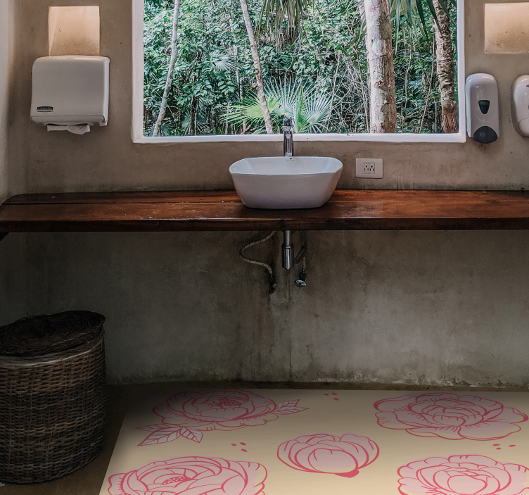 Floral vinyl rug in pink floral design - TenStickers