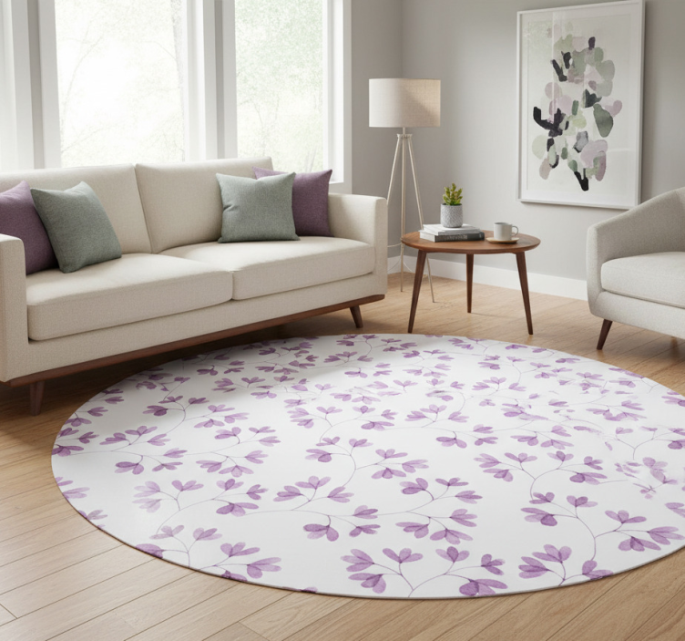 Floral vinyl rug in purple floral pattern - TenStickers