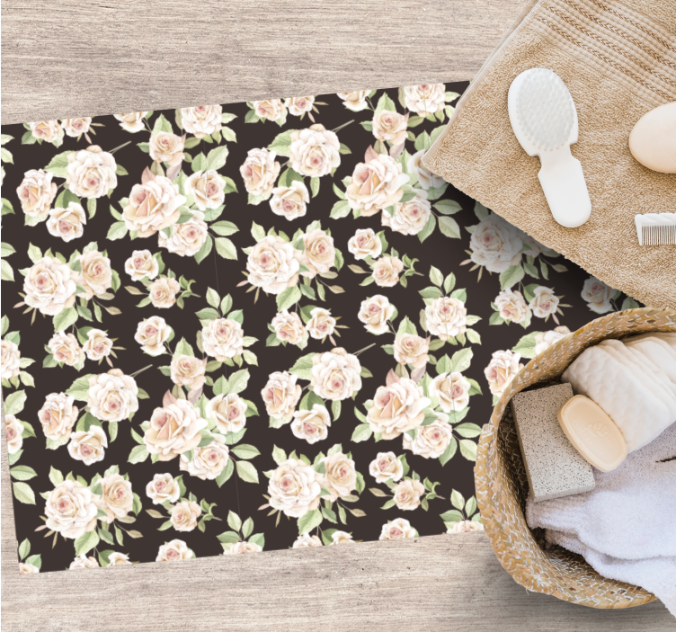 Floral vinyl rug in rose floral pattern - TenStickers