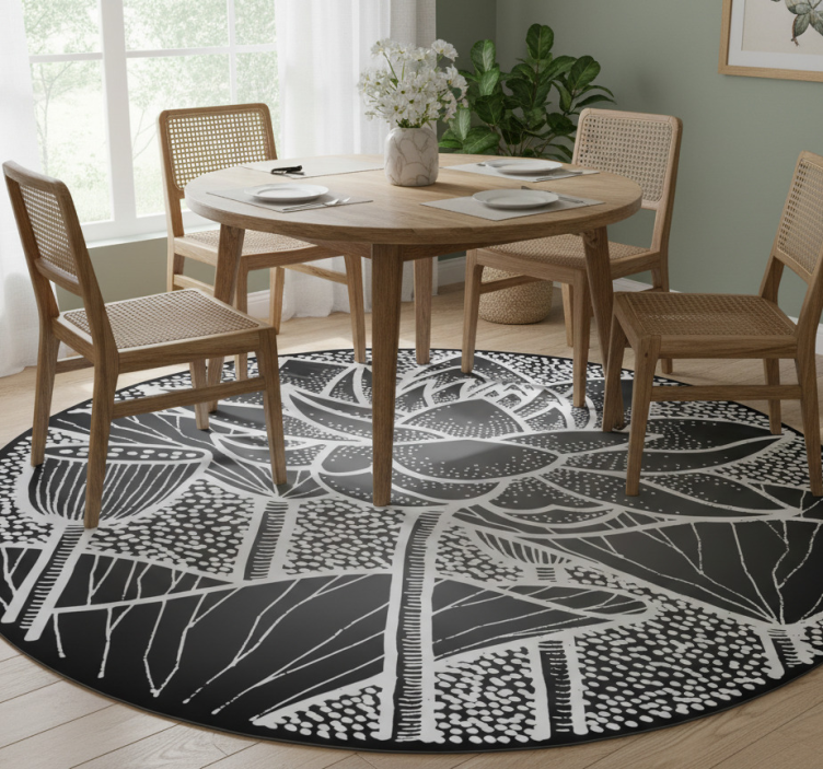 Floral vinyl rug in traditional lotus flower style - TenStickers
