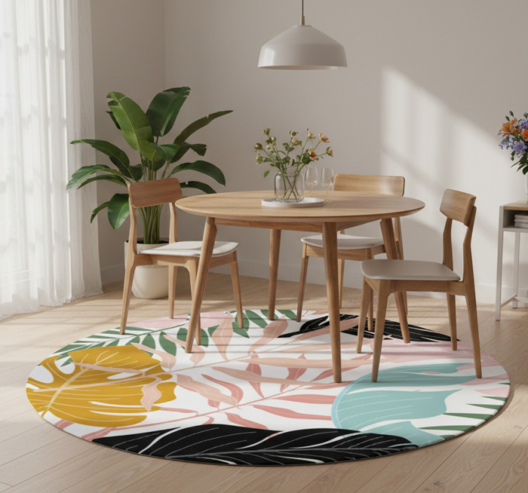 Floral vinyl rug in vibrant abstract blooms - TenStickers
