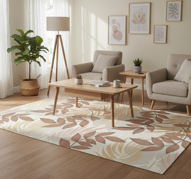 Floral vinyl rug inspired by elegant leaves - TenStickers