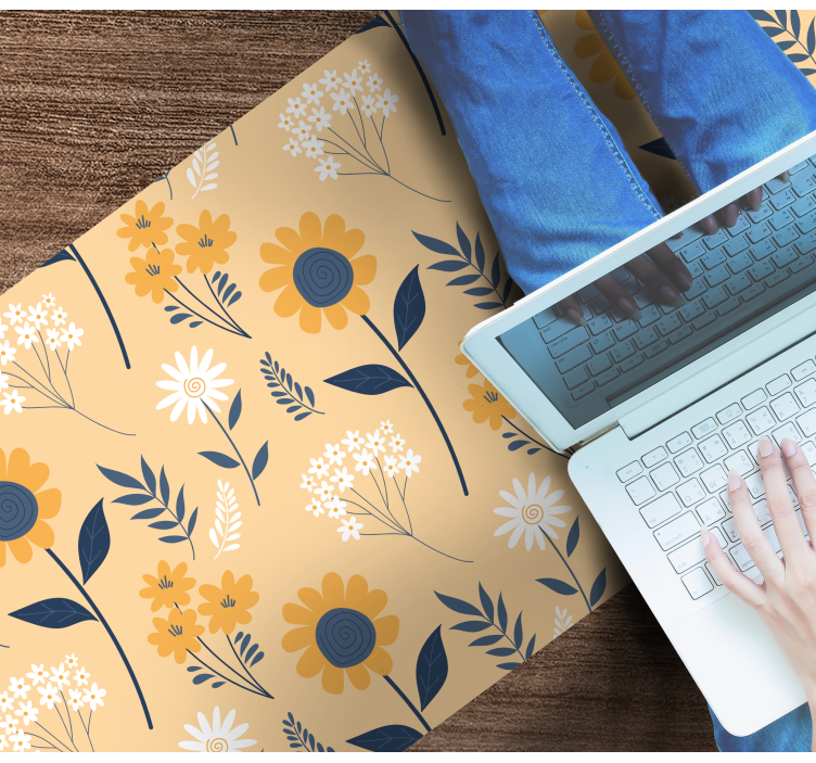 Floral vinyl rug joyful botanical design - TenStickers