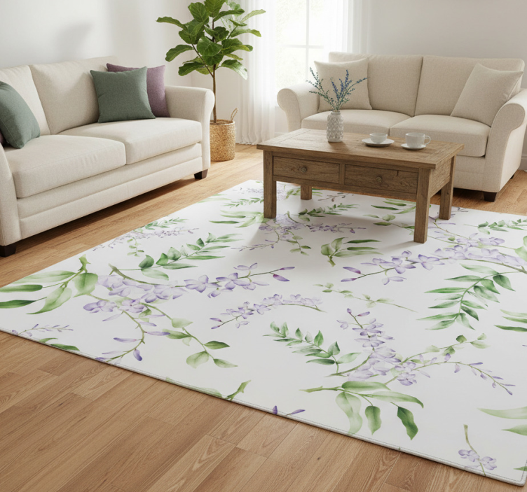 Floral vinyl rug lavender window motif - TenStickers