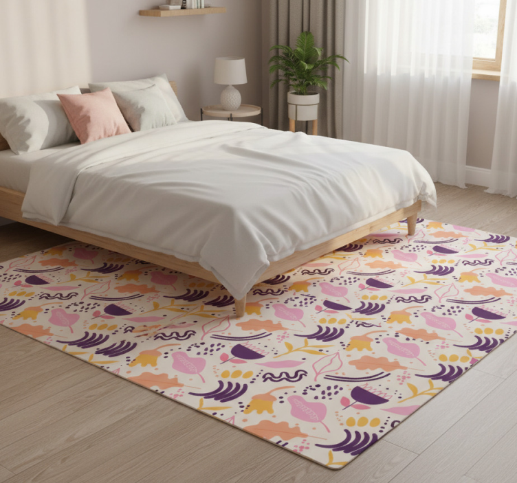 Floral vinyl rug lively floral inspiration - TenStickers