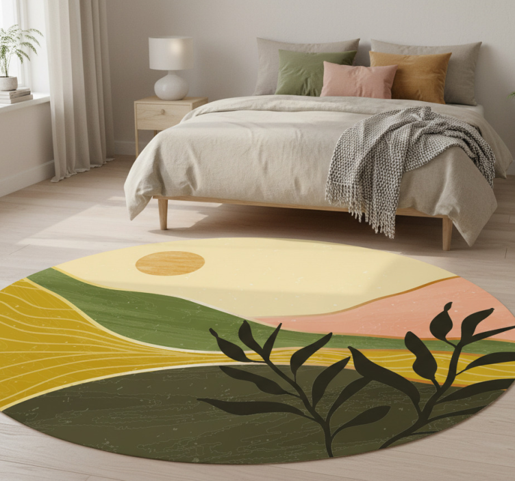 Floral vinyl rug serene landscape design - TenStickers