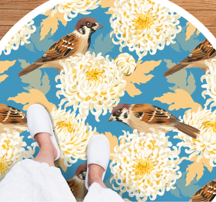 Floral vinyl rug sparrow floral design - TenStickers