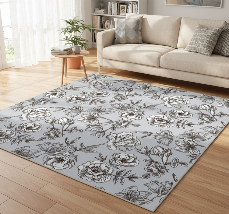 Floral vinyl rug translucent flowers - TenStickers