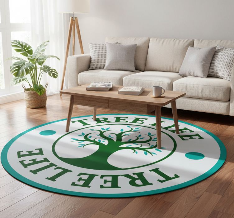 Floral vinyl rug tree of life green design - TenStickers