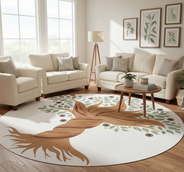 Floral vinyl rug tree of life twist - TenStickers