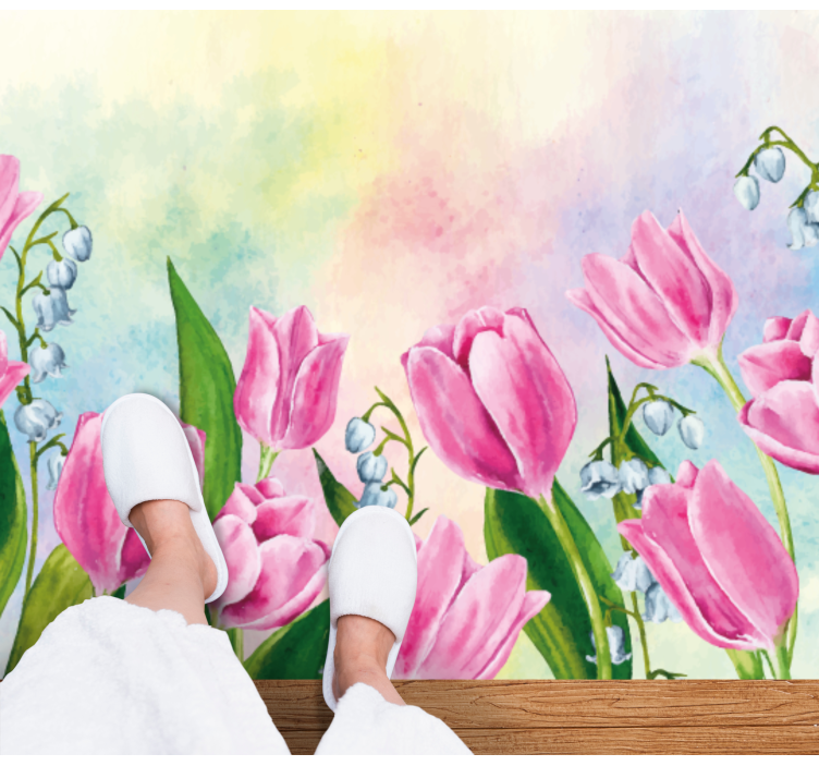 Floral vinyl rug tulip flower design - TenStickers