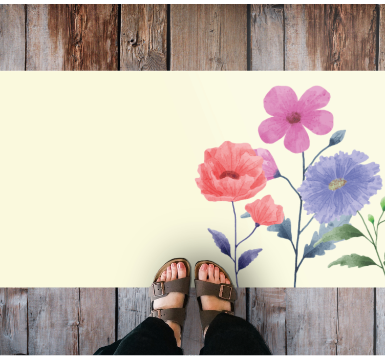 Floral vinyl rug vibrant botanical arrangement - TenStickers