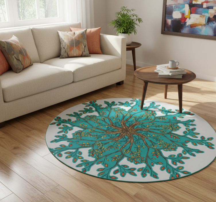 Floral vinyl rug vibrant tree design - TenStickers