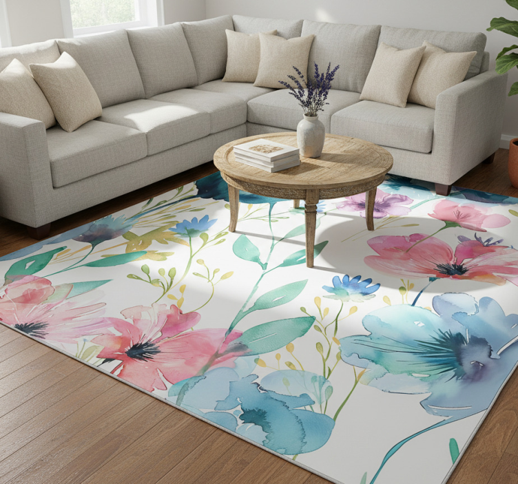 Floral vinyl rug wildflowers of summer - TenStickers