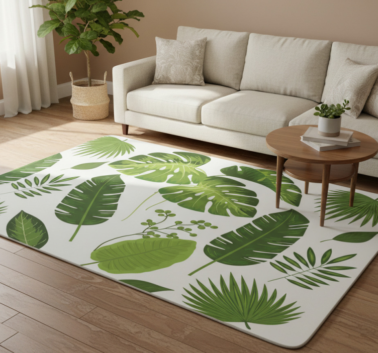 Floral vinyl rug with a variety of leaves - TenStickers