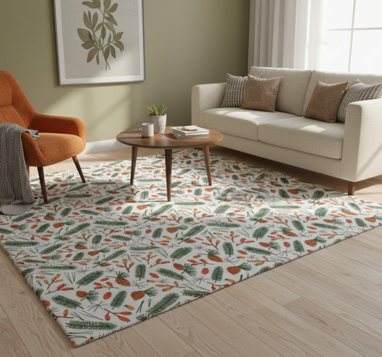 Floral vinyl rug with autumn leaf patterns - TenStickers