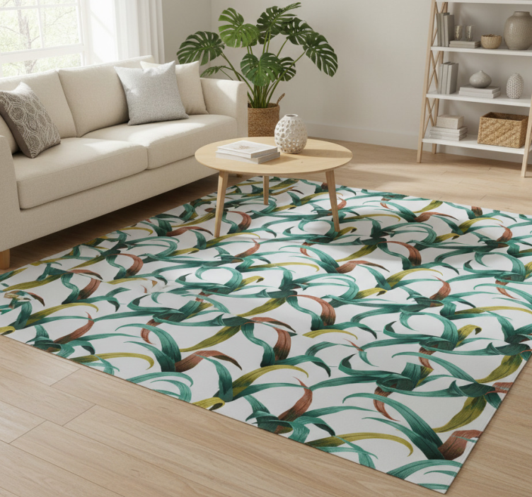 Floral vinyl rug with beautiful tropical plant design - TenStickers