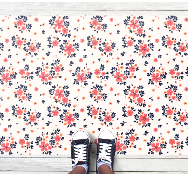 Floral vinyl rug with blooming flower design - TenStickers