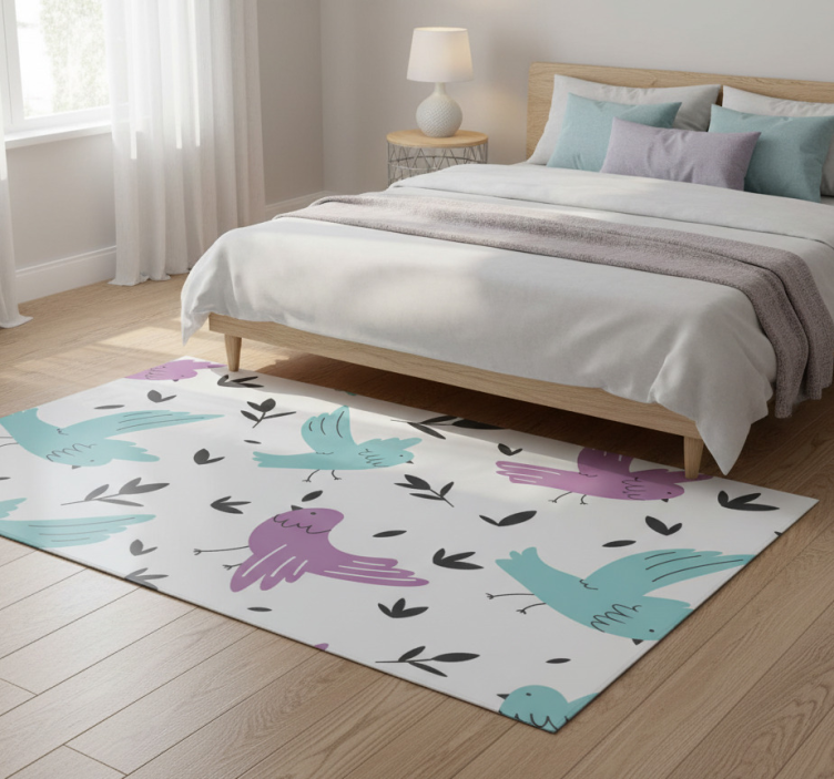 Blue and purple birds animal vinyl rug - TenStickers