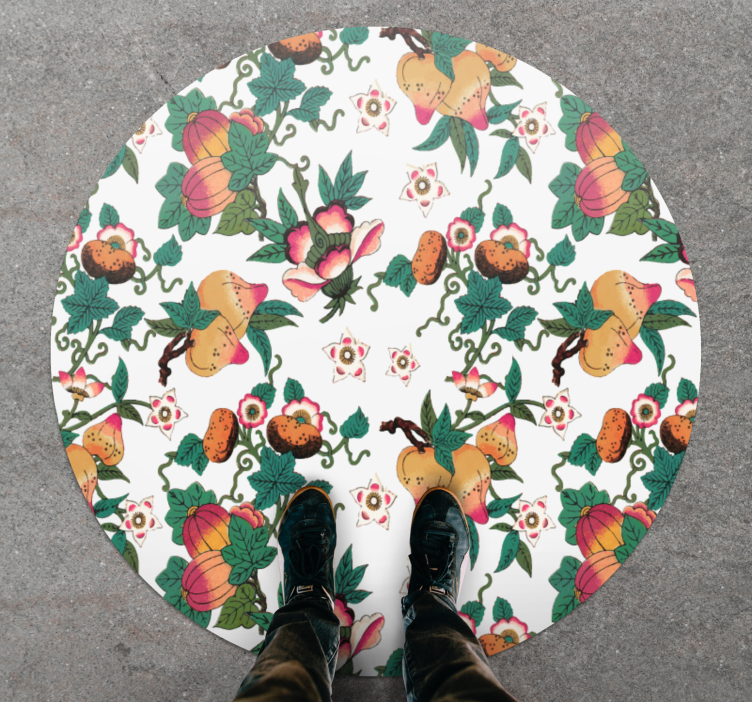 Floral vinyl rug with botanical floral design - TenStickers
