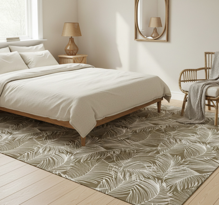 Graceful brown leaves floral vinyl rug - TenStickers