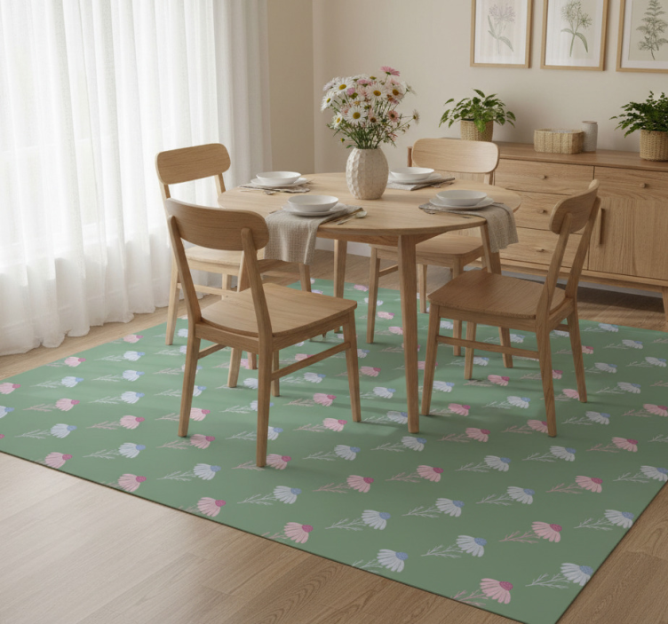 Floral vinyl rug with chamomile daisy design - TenStickers