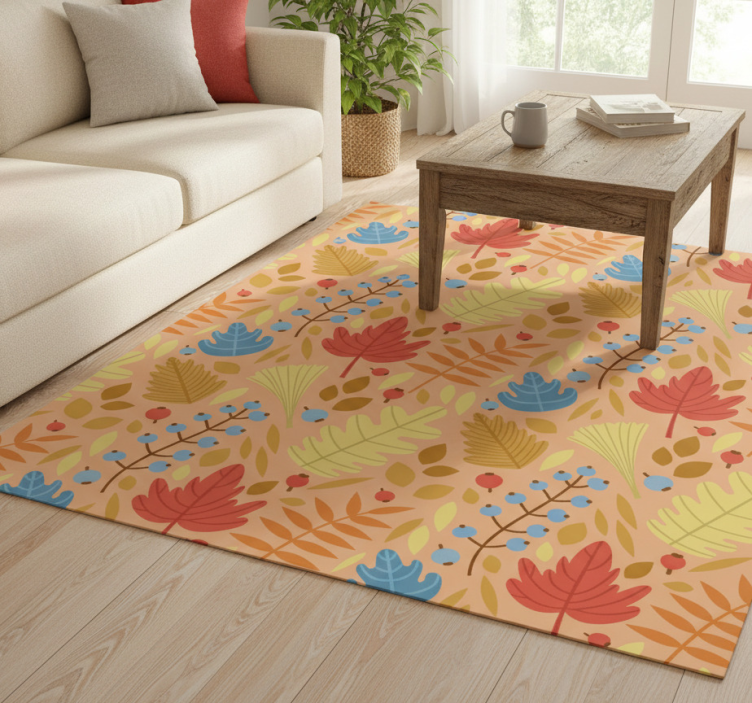 Floral vinyl rug with cute autumn leaves design - TenStickers