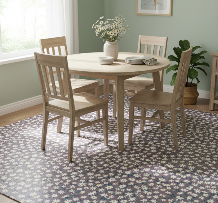 Floral vinyl rug with cute tiny daisy pattern - TenStickers