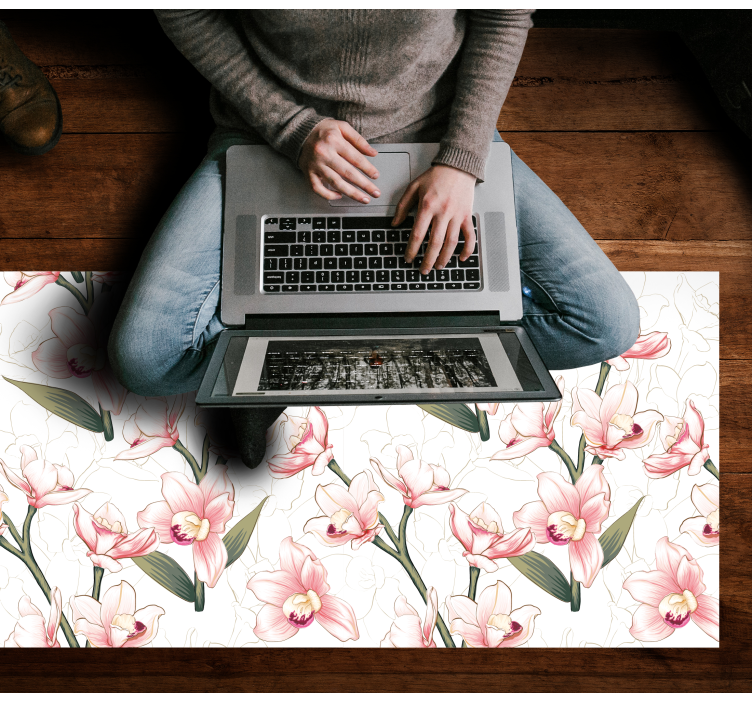 Floral vinyl rug with delicate floral design - TenStickers