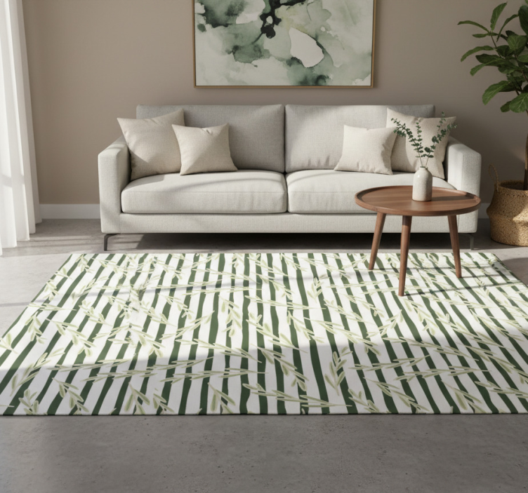Floral vinyl rug with delicate leaf patterns - TenStickers