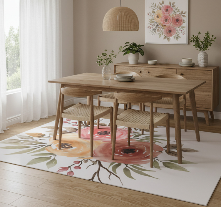 Floral vinyl rug with dried rose design - TenStickers