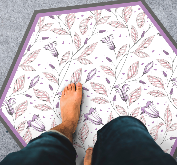 Floral vinyl rug with elegant botanical design - TenStickers