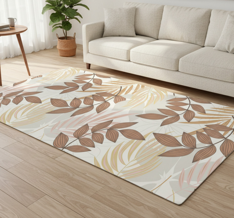Floral vinyl rug with elegant leaf design - TenStickers