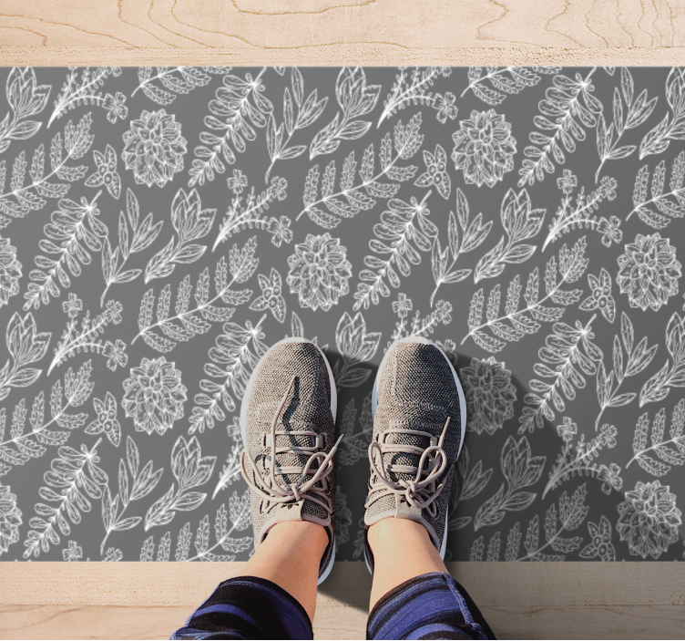 Floral vinyl rug with floral foliage design - TenStickers