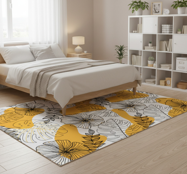 Floral vinyl rug with flower design kallax - TenStickers