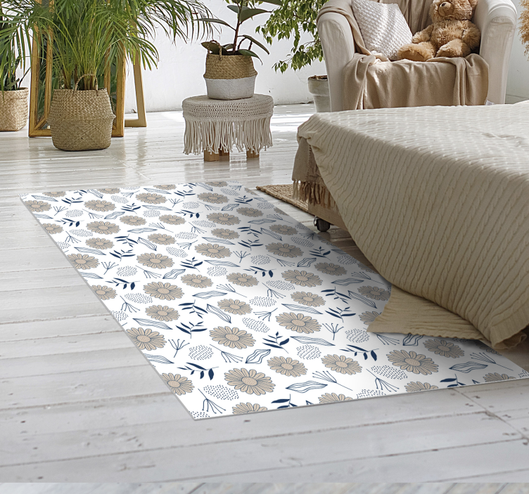 Floral vinyl rug with flower pattern design - TenStickers