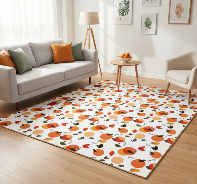 Floral vinyl rug with fruit-inspired design - TenStickers