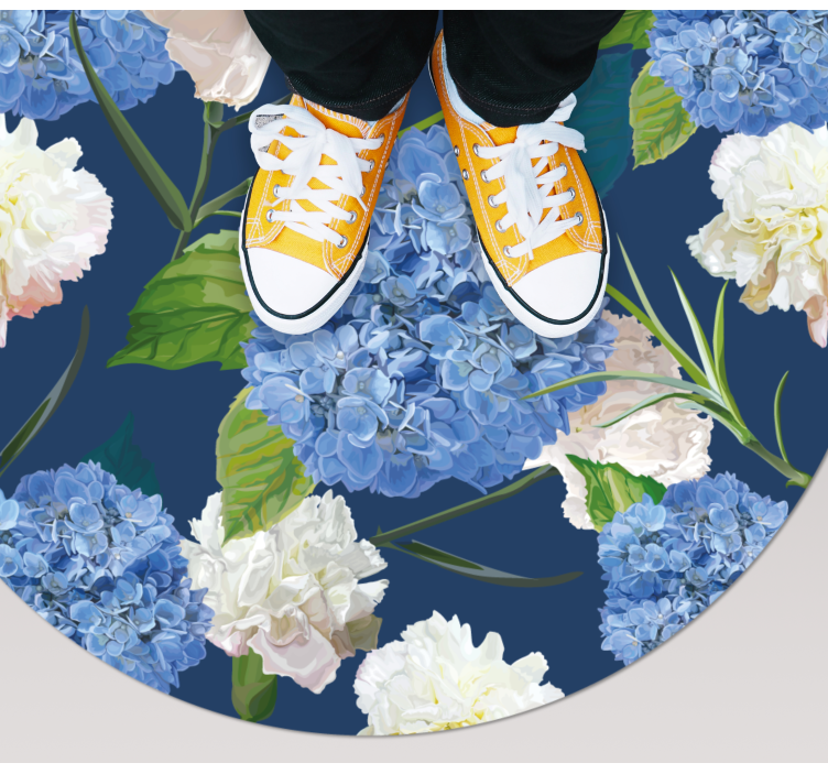 Floral vinyl rug with hydrangea design - TenStickers