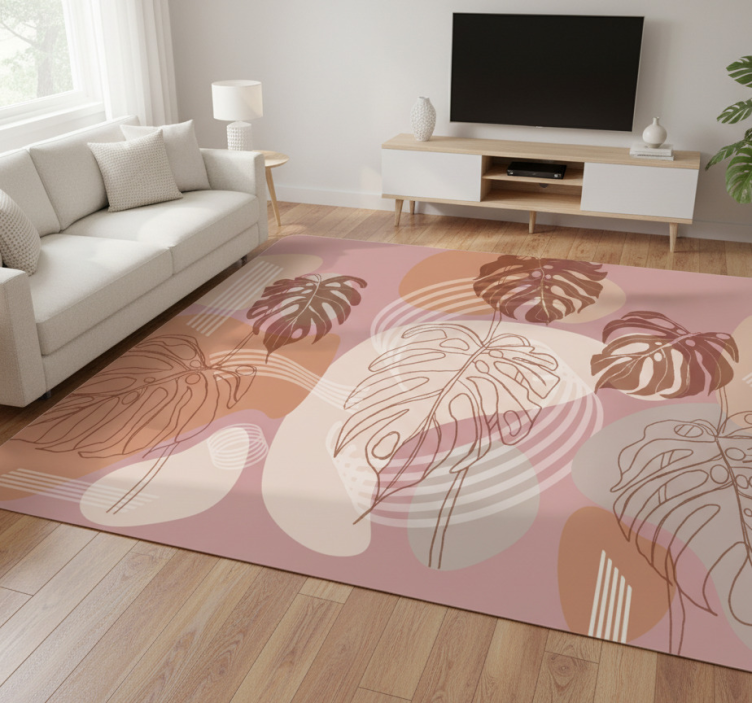 Floral vinyl rug with leaf continuous design - TenStickers