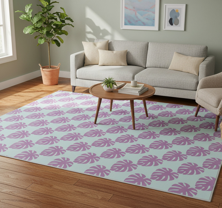 Floral vinyl rug with leaf pattern print - TenStickers