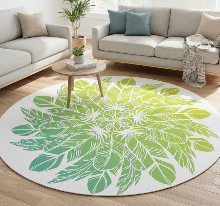 Floral vinyl rug with leafy circular design - TenStickers