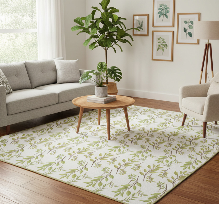 Floral vinyl rug with lush green design - TenStickers