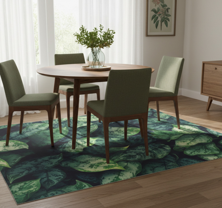 Floral vinyl rug with maranta leaves design - TenStickers