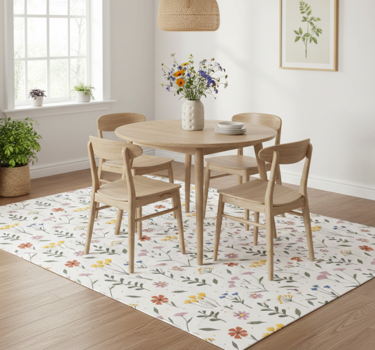 Floral vinyl rug with multicolor garden flowers - TenStickers
