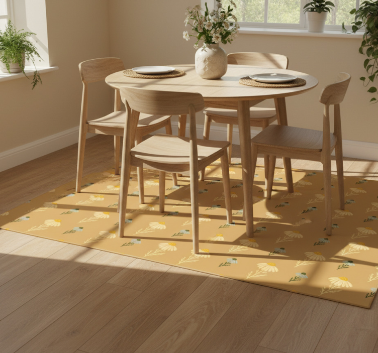 Floral vinyl rug with natural chamomile pattern - TenStickers