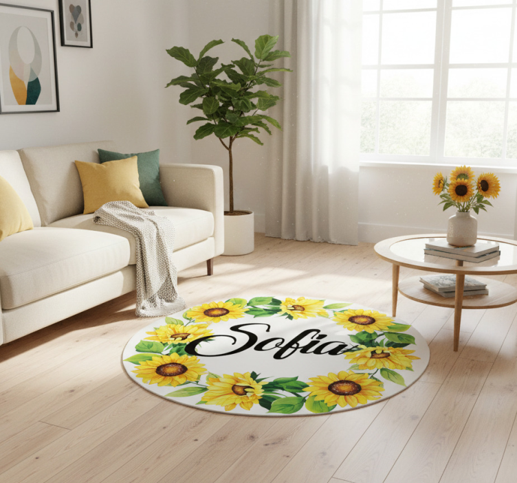 Floral vinyl rug with personalized flower crown - TenStickers
