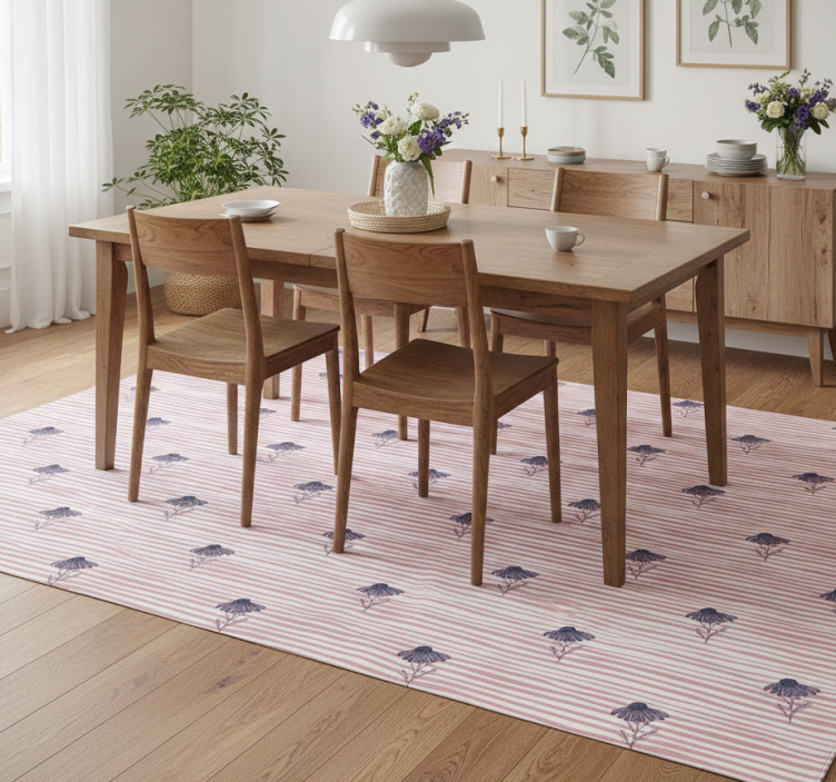 Floral vinyl rug with purple daisy pattern - TenStickers